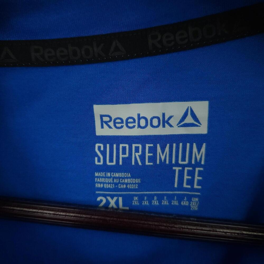 Reebok T Shirt Mens 2XL Blue Supremium Tee Speed Wick Short Sleeve Running - Picture 3 of 9